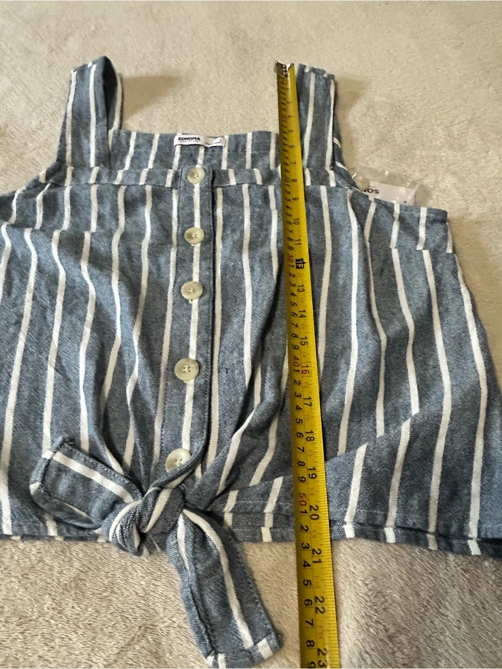 Sonoma Goods for Life Tie-Hem Square Neck Tank Vertical Stripes Small  NWT